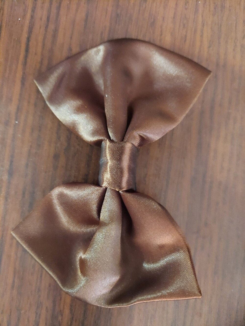 Satin Brown Bow Tie Hair Clip - 5in